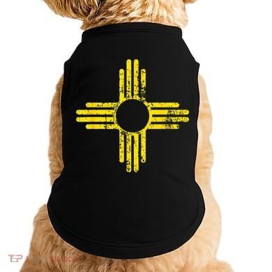 New Mexico Flag Distressed Yellow Zia Sun Alone Doggie Tank