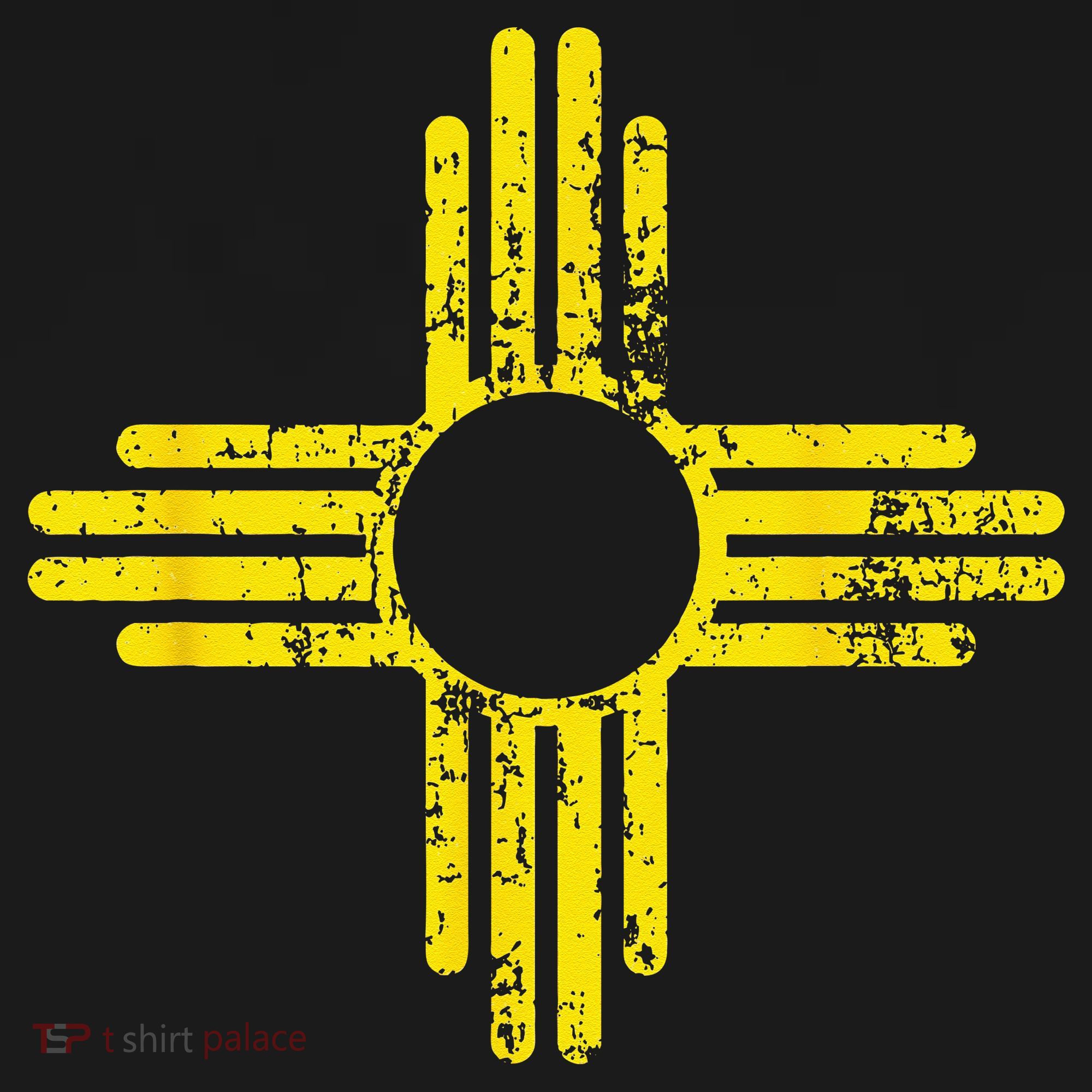 New Mexico Flag Distressed Yellow Zia Sun Alone Long Sleeve Shirt