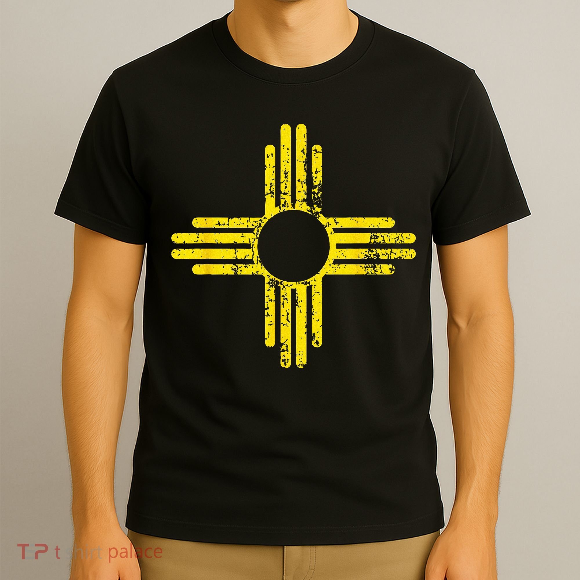 New Mexico Flag Distressed Yellow Zia Sun Alone T-Shirt