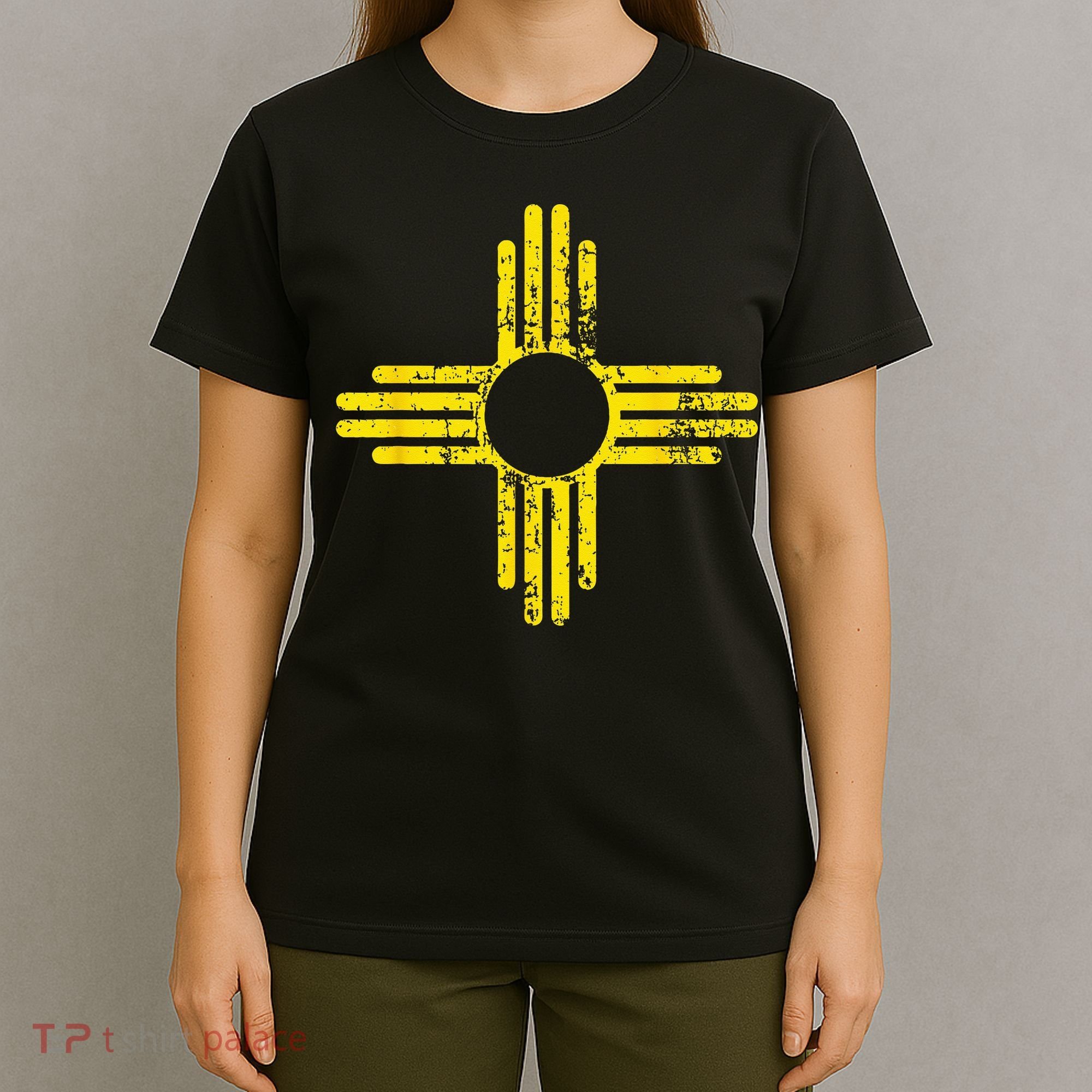 New Mexico Flag Distressed Yellow Zia Sun Alone T-Shirt