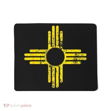 New Mexico Flag Distressed Yellow Zia Sun Alone Mousepad