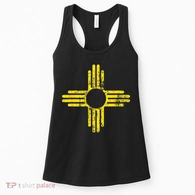 New Mexico Flag Distressed Yellow Zia Sun Alone Women's Tank Top