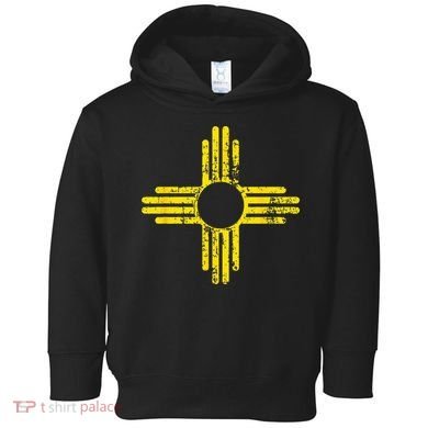 New Mexico Flag Distressed Yellow Zia Sun Alone Toddler Hoodie