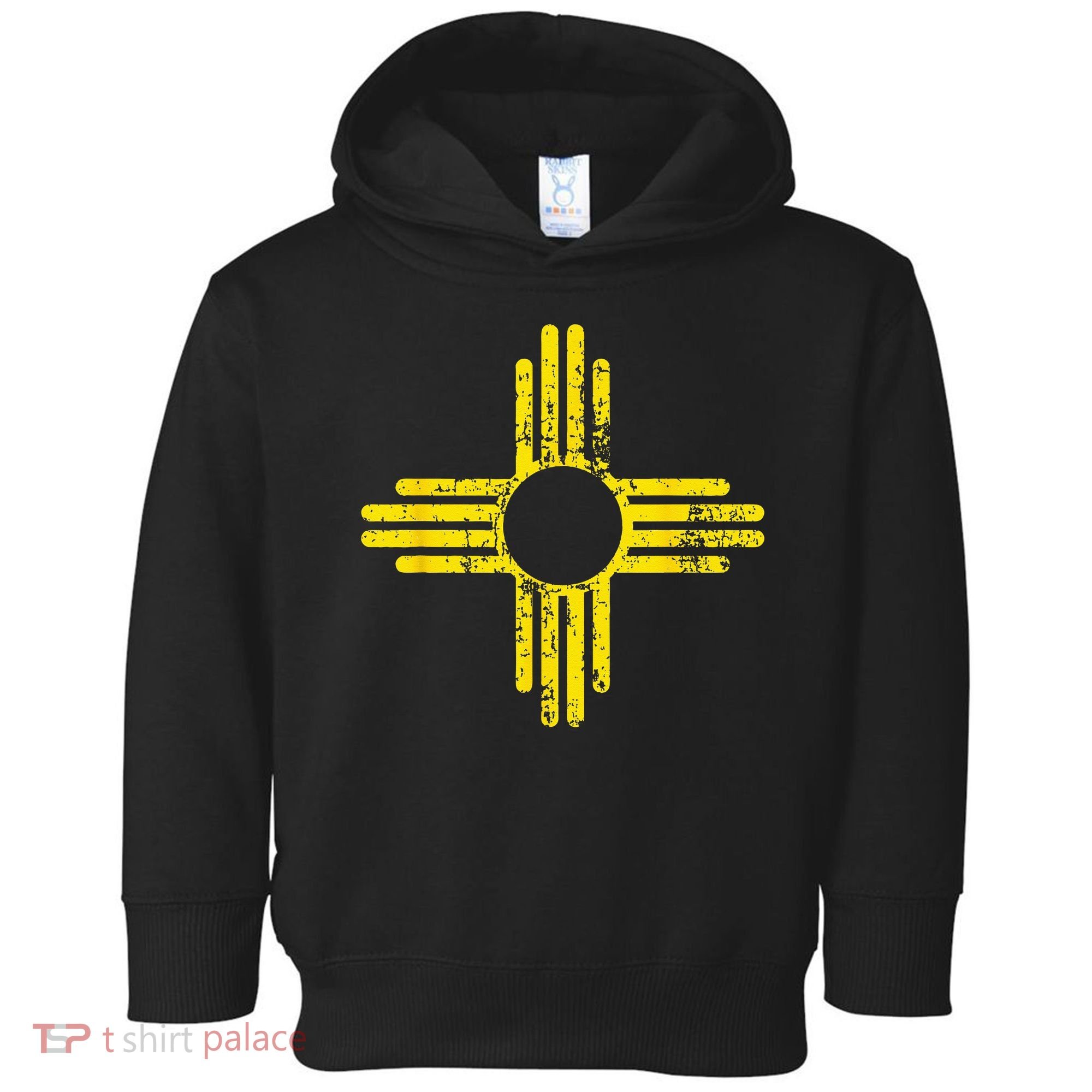 New Mexico Flag Distressed Yellow Zia Sun Alone Toddler Hoodie