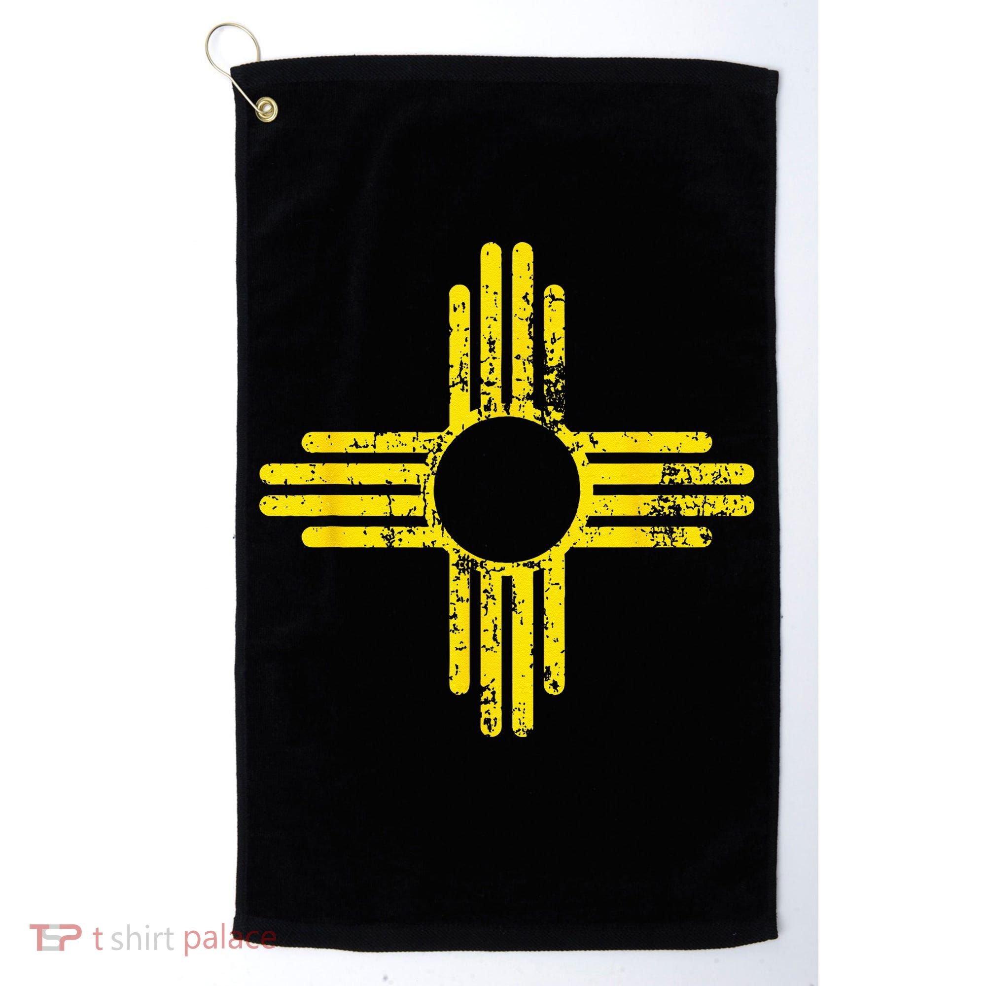 New Mexico Flag Distressed Yellow Zia Sun Alone Golf Towel