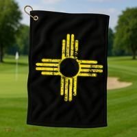 New Mexico Flag Distressed Yellow Zia Sun Alone Golf Towel thumb 1