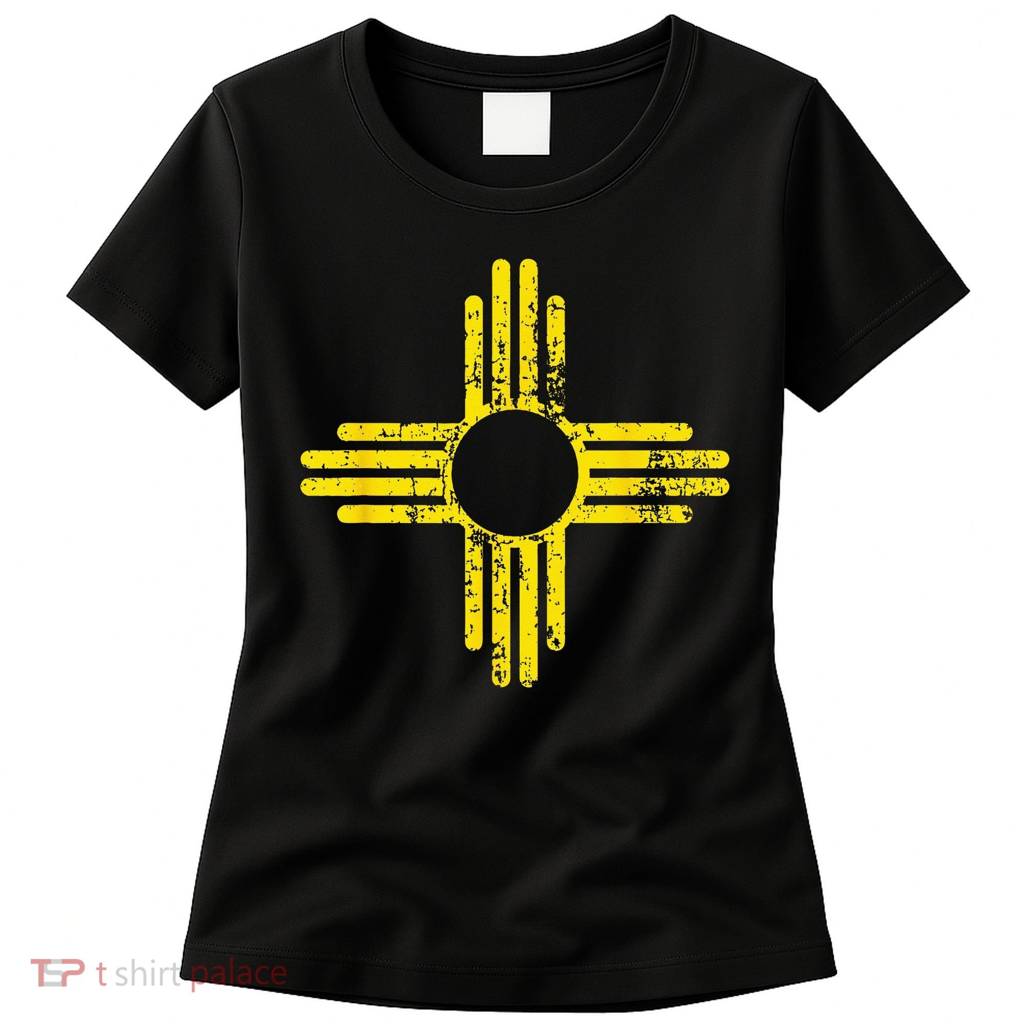 New Mexico Flag Distressed Yellow Zia Sun Alone Women's T-Shirt
