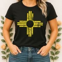 New Mexico Flag Distressed Yellow Zia Sun Alone Women's T-Shirt thumb 2