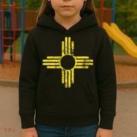 New Mexico Flag Distressed Yellow Zia Sun Alone Kids Hoodie thumb 3