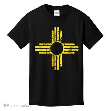 New Mexico Flag Distressed Yellow Zia Sun Alone Kids T-Shirt