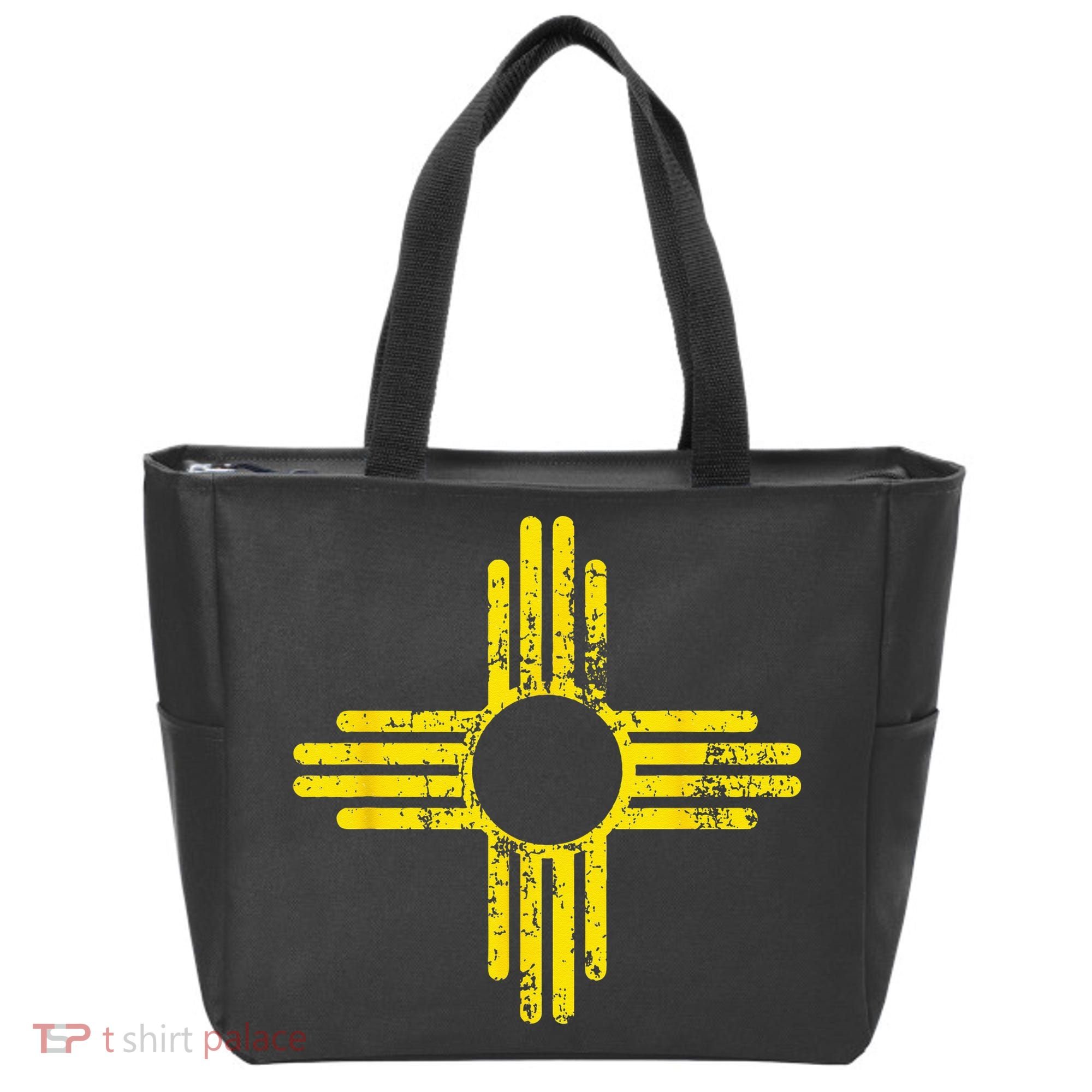 New Mexico Flag Distressed Yellow Zia Sun Alone Tote Bag