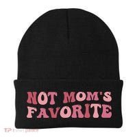 Not Mom's Favorite Funny Daughter Son Groovy Favorite Child Beanie thumb 0