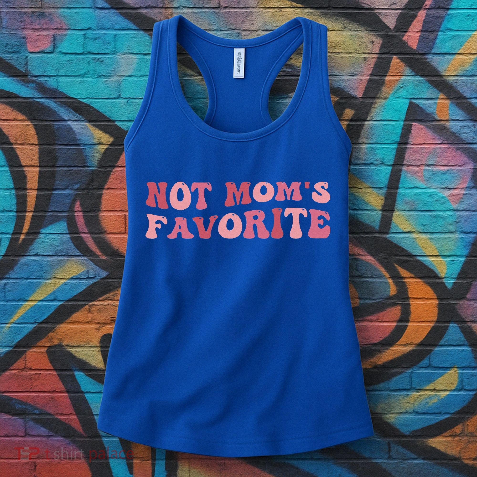 Not Mom's Favorite Funny Daughter Son Groovy Favorite Child Women's Tank Top