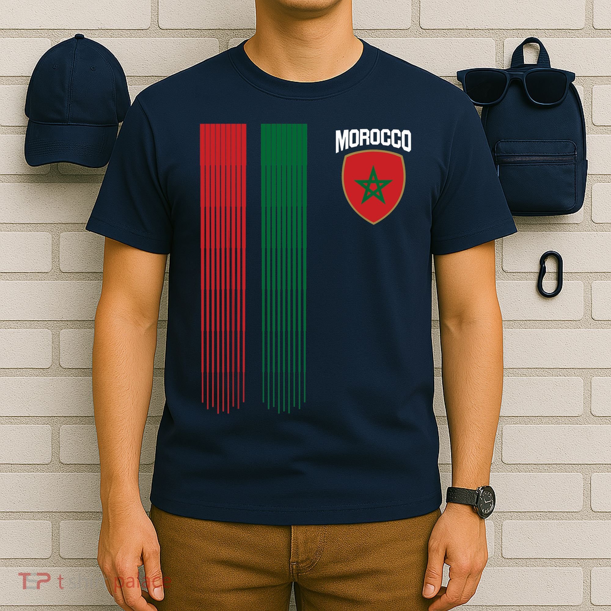National Morocco Flag Moroccan Football Fan Soccer Team T-Shirt