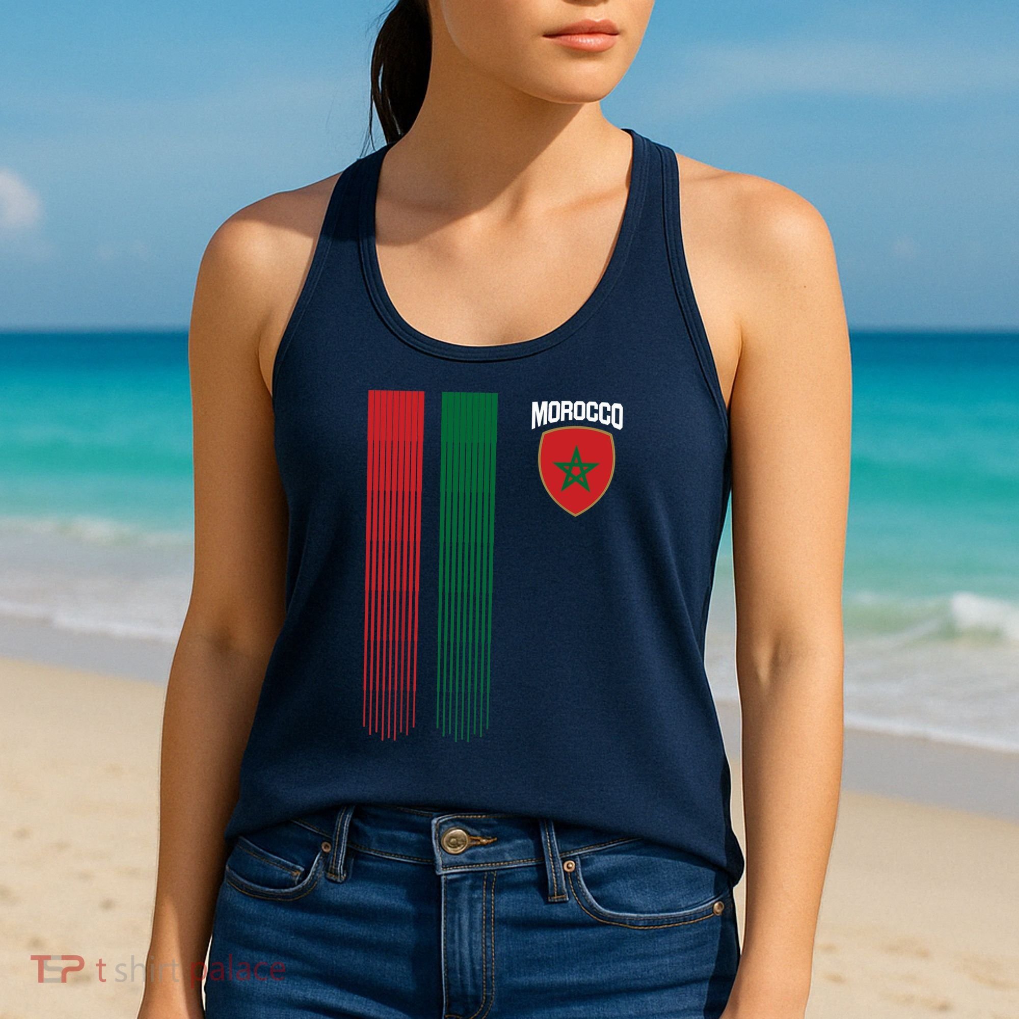 National Morocco Flag Moroccan Football Fan Soccer Team Women's Tank Top