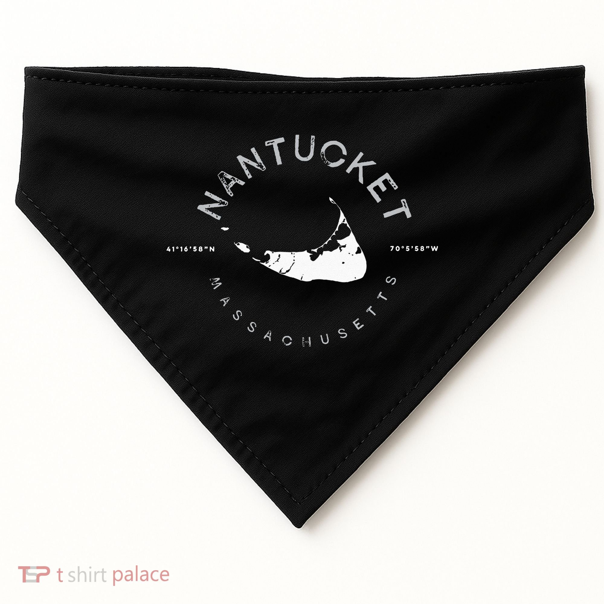 Nantucket Massachusetts Graphic USA-Made Doggie Bandana