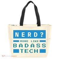 Nerd More Like Badass Tech Tote Bag thumb 0
