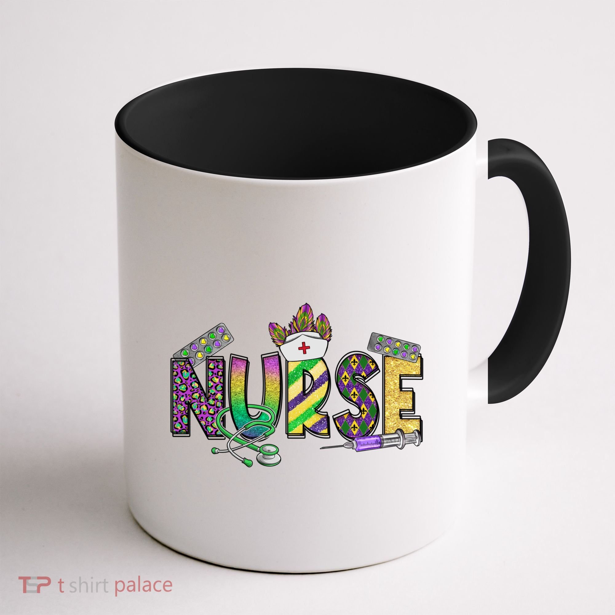 Nurse Mask Mardi Gras Rn Icu Nicu Er Scrub Carnival Nurse Gift Coffee Mug