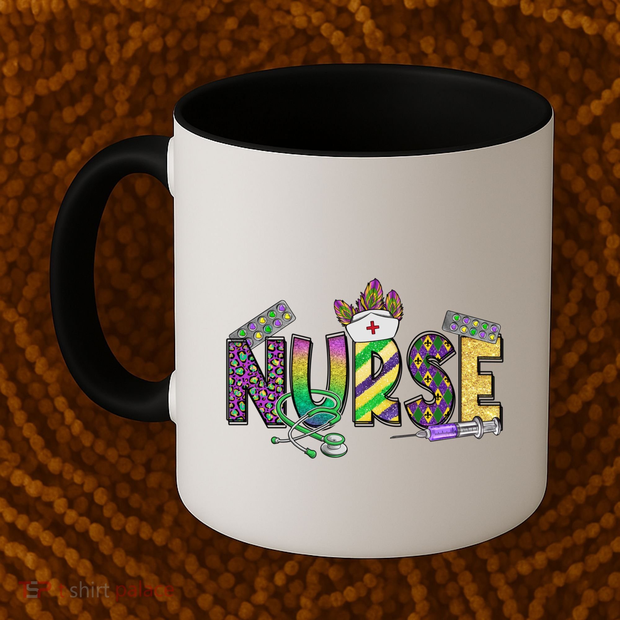 Nurse Mask Mardi Gras Rn Icu Nicu Er Scrub Carnival Nurse Gift Coffee Mug