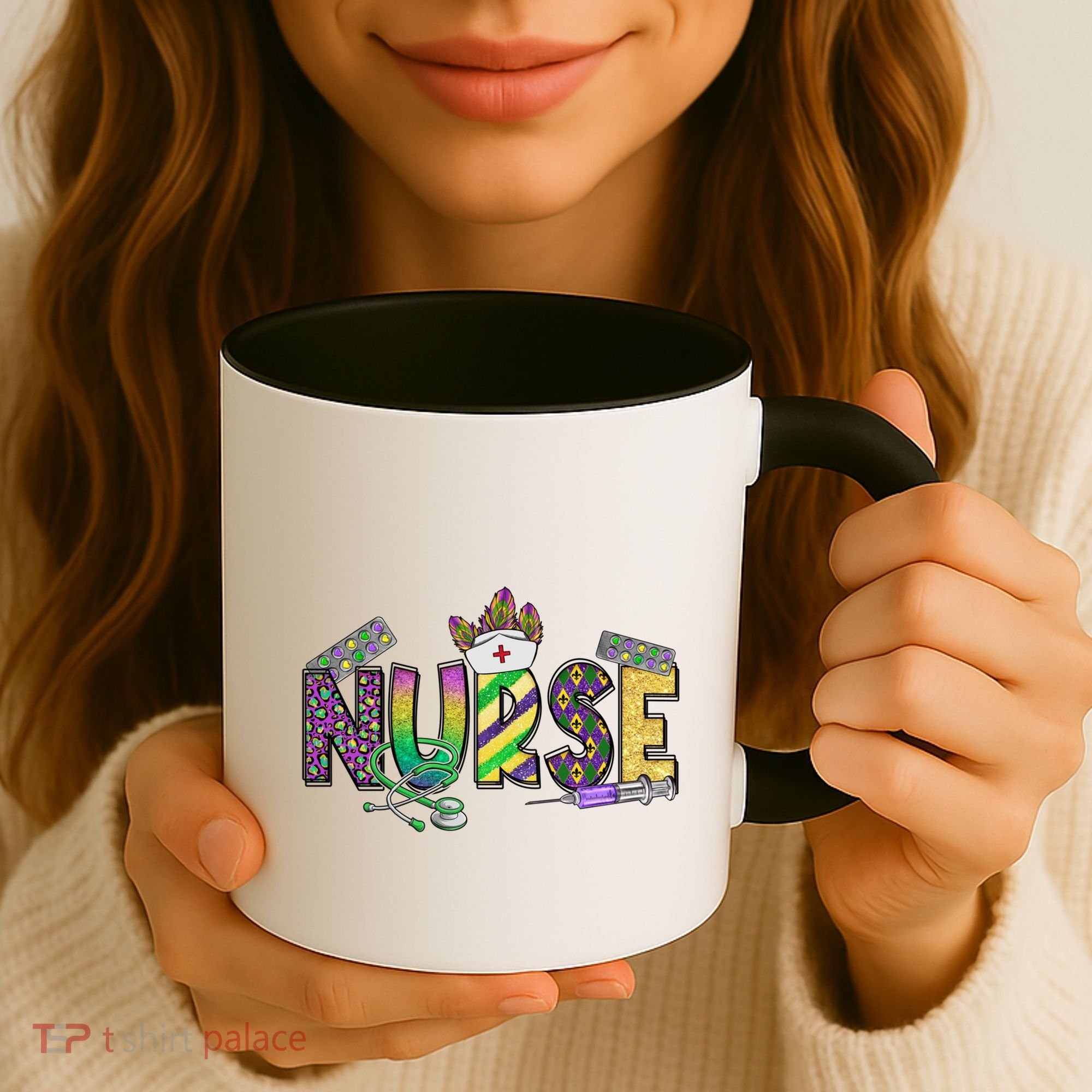 Nurse Mask Mardi Gras Rn Icu Nicu Er Scrub Carnival Nurse Gift Coffee Mug
