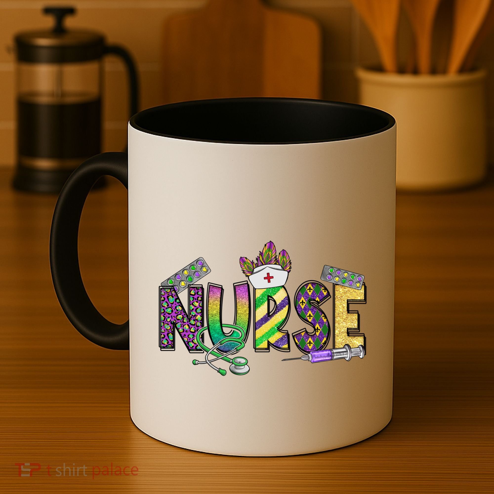 Nurse Mask Mardi Gras Rn Icu Nicu Er Scrub Carnival Nurse Gift Coffee Mug