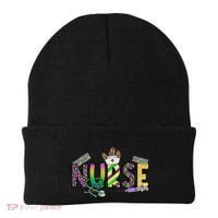 Nurse Mask Mardi Gras Rn Icu Nicu Er Scrub Carnival Nurse Gift Beanie thumb 0