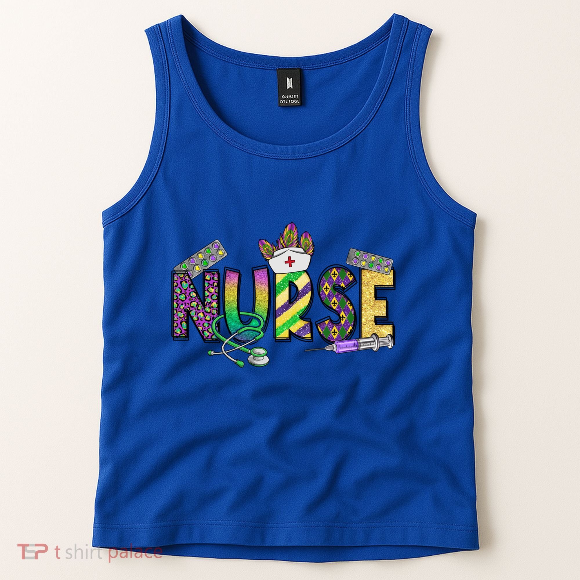 Nurse Mask Mardi Gras Rn Icu Nicu Er Scrub Carnival Nurse Gift Tank Top