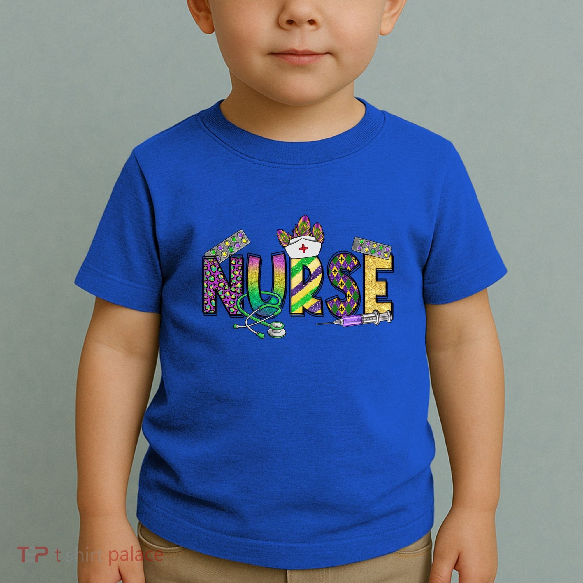 Nurse Mask Mardi Gras Rn Icu Nicu Er Scrub Carnival Nurse Gift Toddler T-Shirt