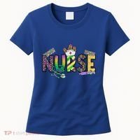 Nurse Mask Mardi Gras Rn Icu Nicu Er Scrub Carnival Nurse Gift Women's T-Shirt thumb 0
