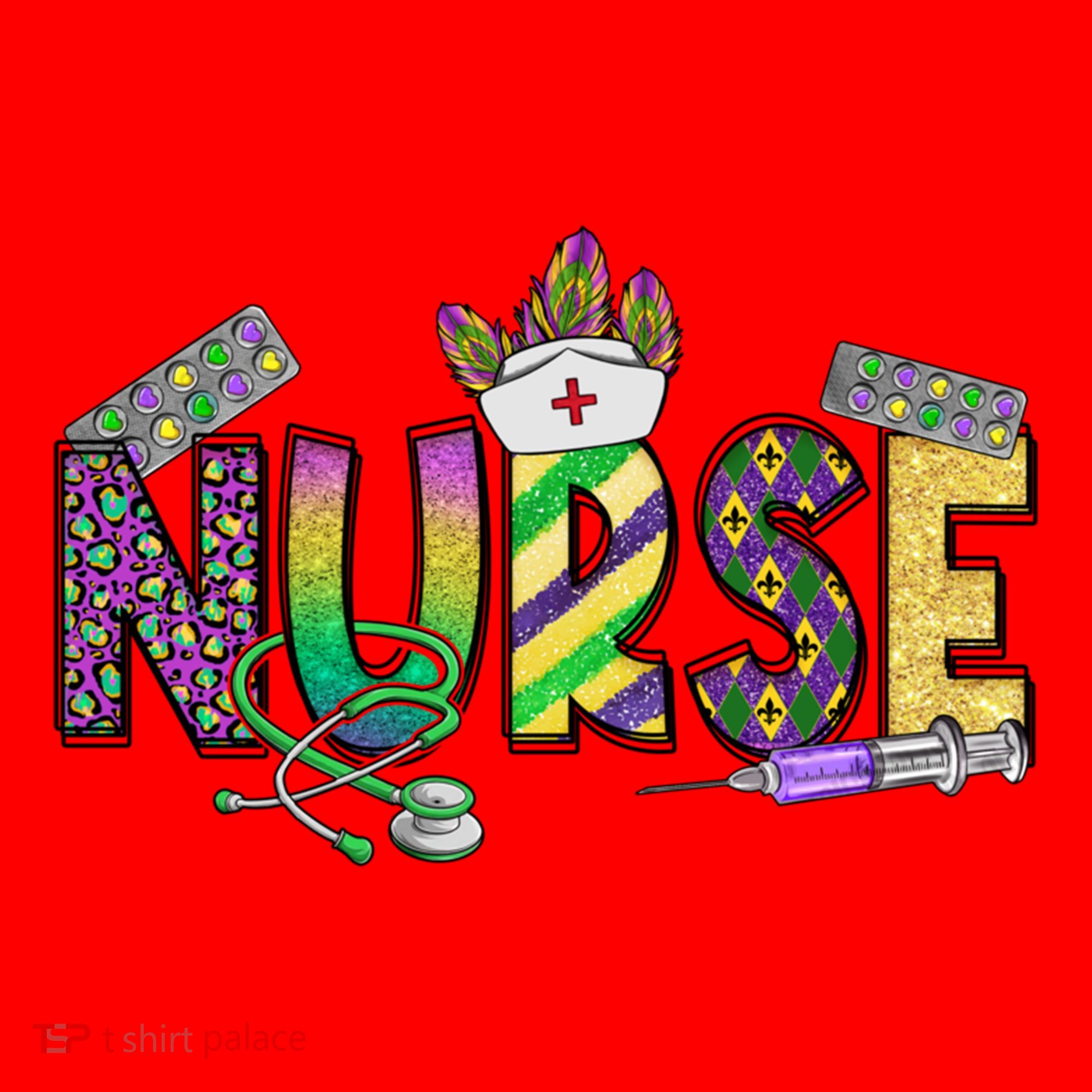 Nurse Mask Mardi Gras Rn Icu Nicu Er Scrub Carnival Nurse Gift Santa Hat