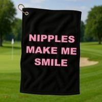 Nipples Make Me Smile Golf Towel thumb 1