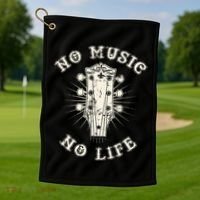 No Music No Life Music Lover Rhythm And Passion Retro Golf Towel thumb 1