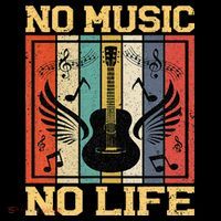 No Music No Life Musical Notes Musician Stripe Pom Pom Beanie thumb 2