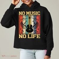 No Music No Life Musical Notes Musician Ladies Heavyweight Boxy Pullover Hoodie thumb 0