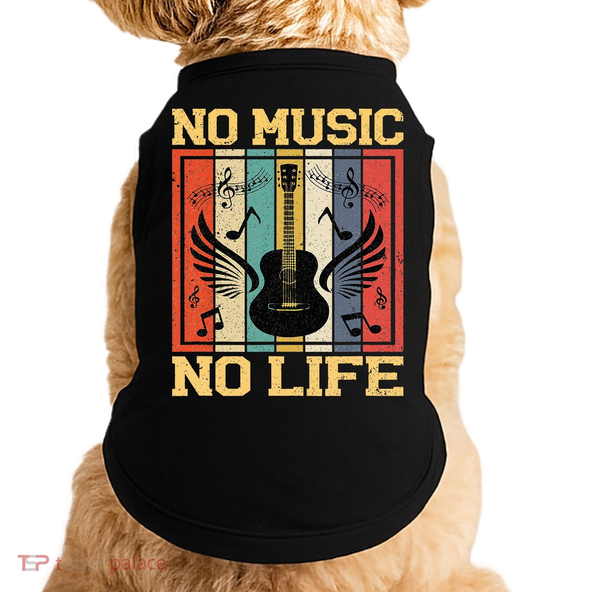 No Music No Life Musical Notes Musician Doggie Tank