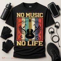 No Music No Life Musical Notes Musician Cooling Performance Crew T-Shirt thumb 3
