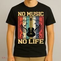 No Music No Life Musical Notes Musician T-Shirt thumb 3
