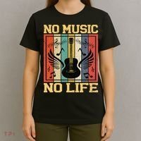 No Music No Life Musical Notes Musician T-Shirt thumb 4