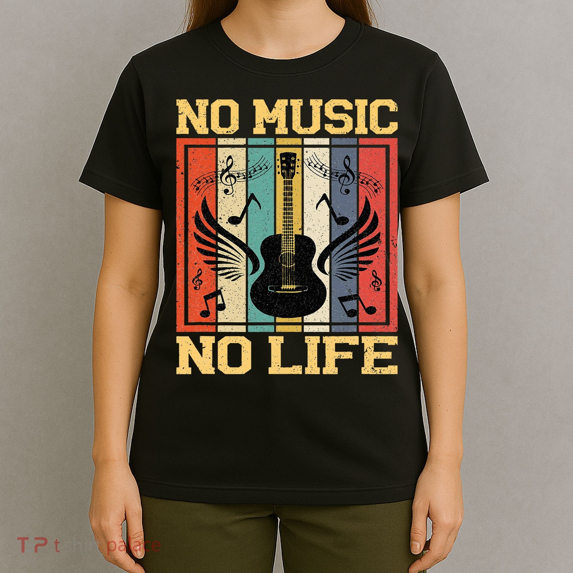 No Music No Life Musical Notes Musician T-Shirt