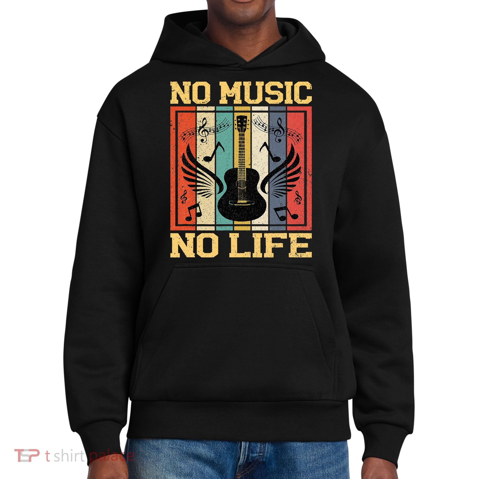 No Music No Life Musical Notes Musician District V.I.T. Heavyweight Hoodie