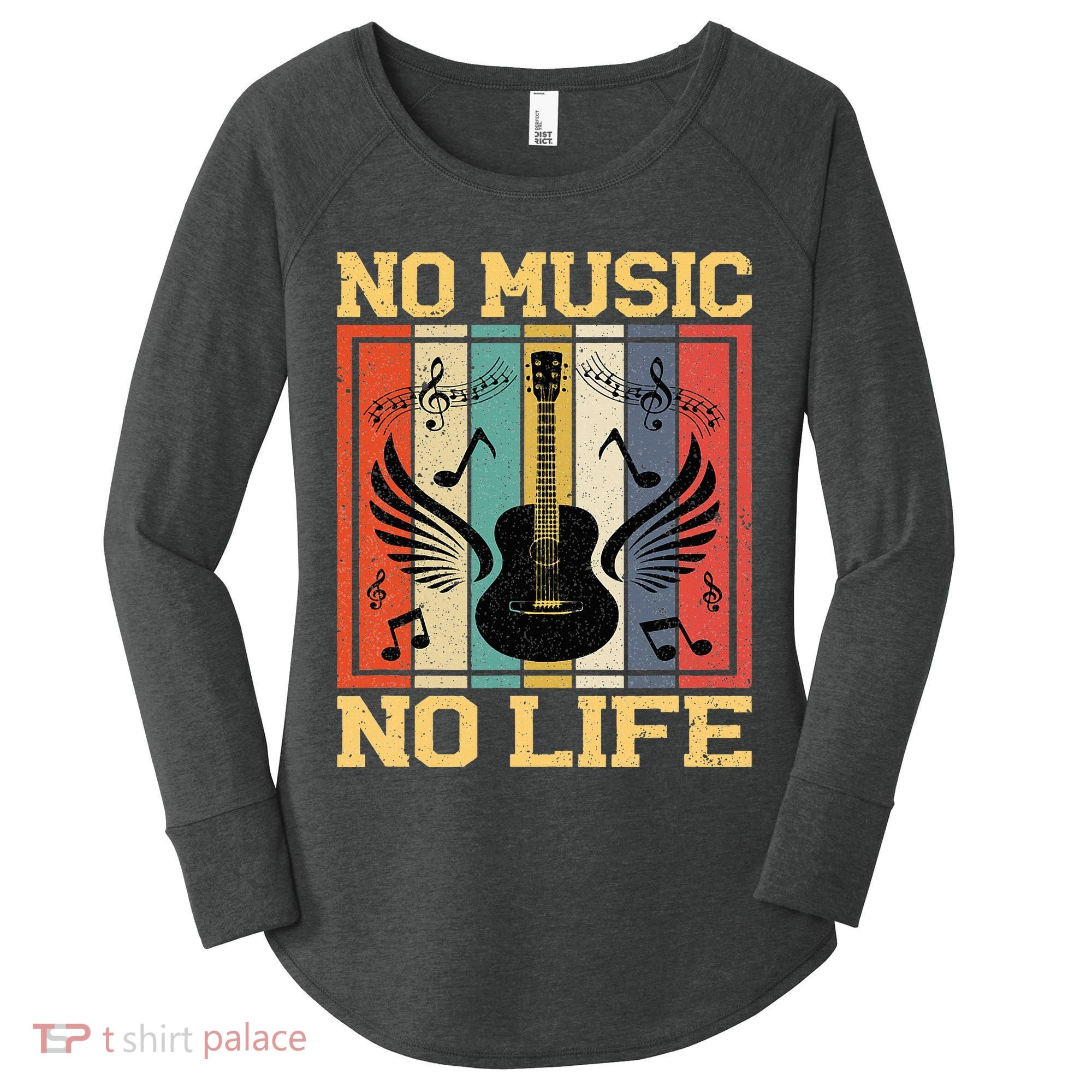 No Music No Life Musical Notes Musician Women's Perfect Tri Tunic Long Sleeve Shirt