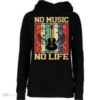 No Music No Life Musical Notes Musician Womens Funnel Neck Pullover Hood thumb 0