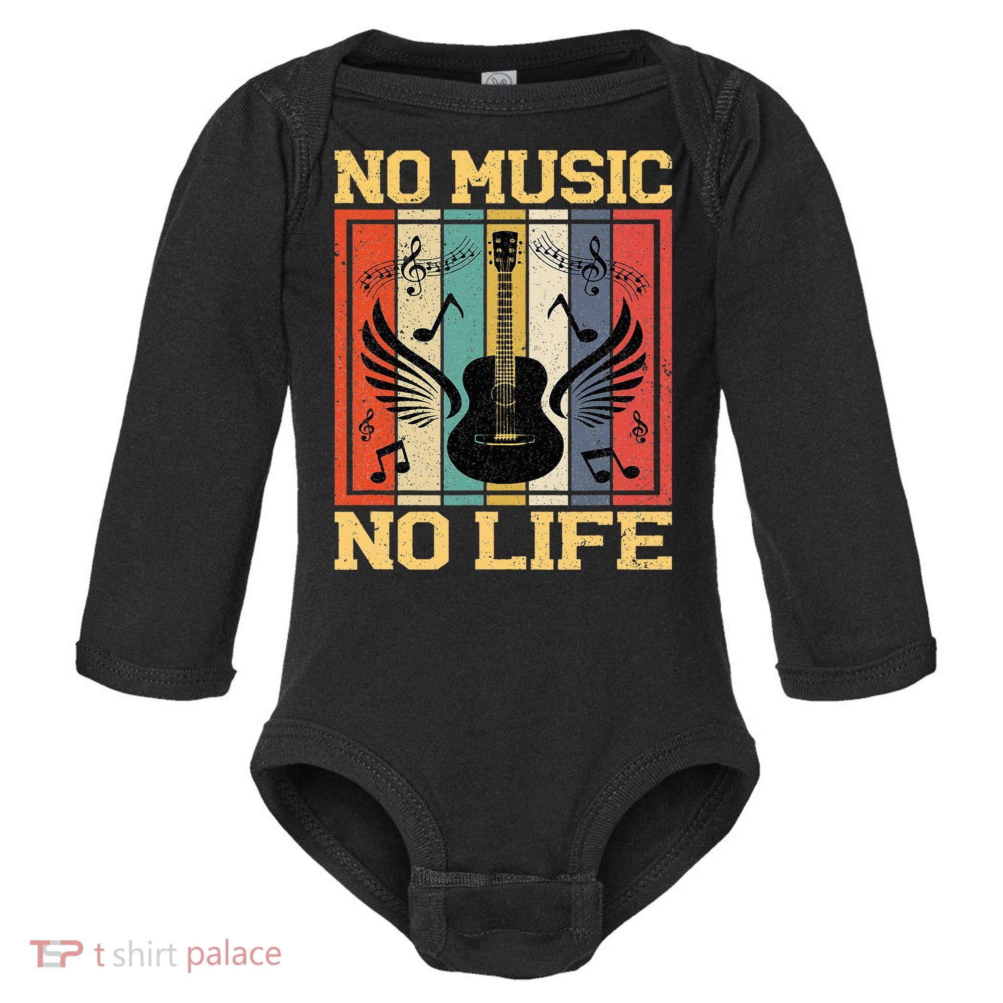 No Music No Life Musical Notes Musician Baby Long Sleeve Bodysuit