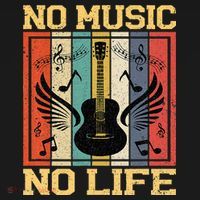 No Music No Life Musical Notes Musician Tall Long Sleeve Shirt thumb 2