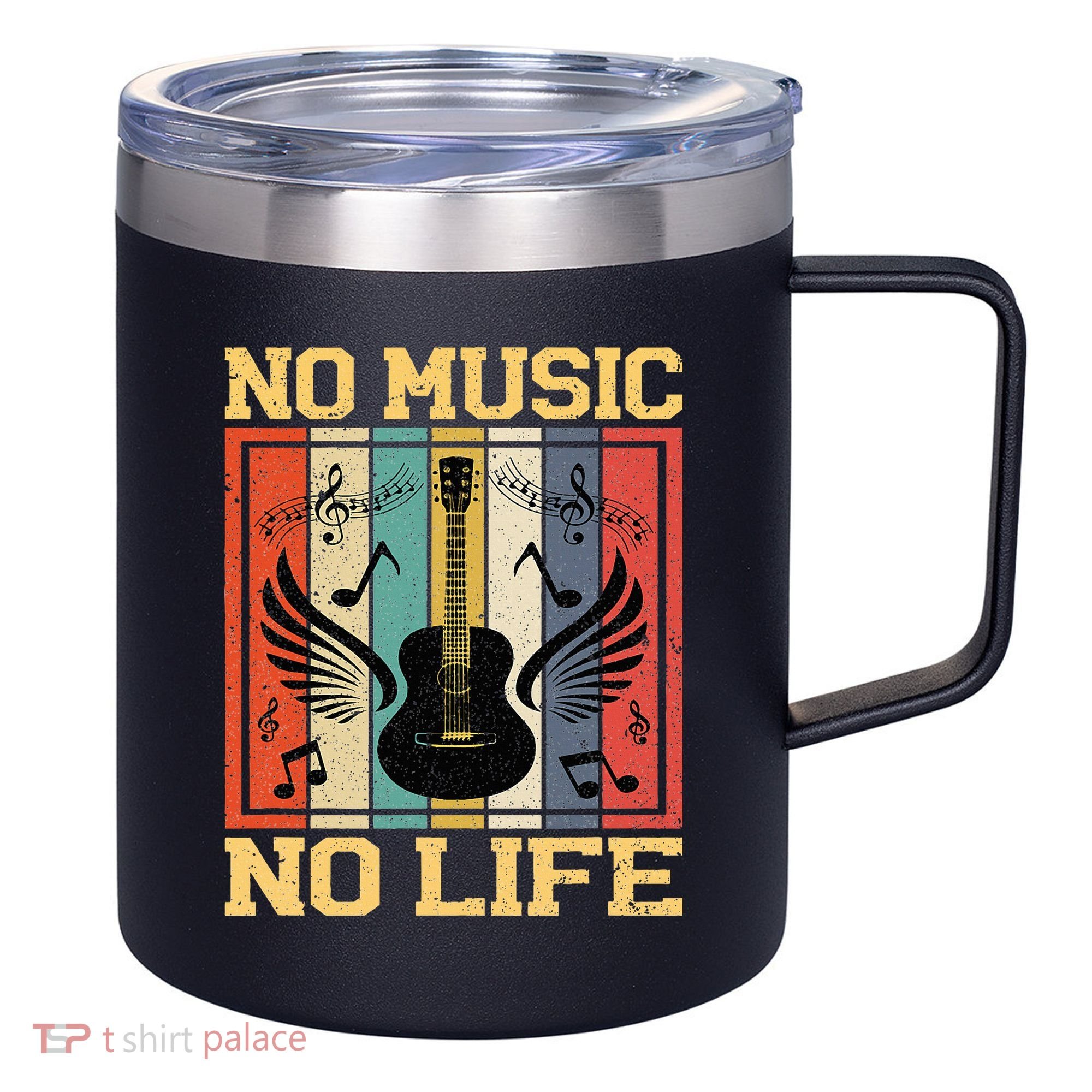 No Music No Life Musical Notes Musician 12oz Stainless Steel Coffee Mug