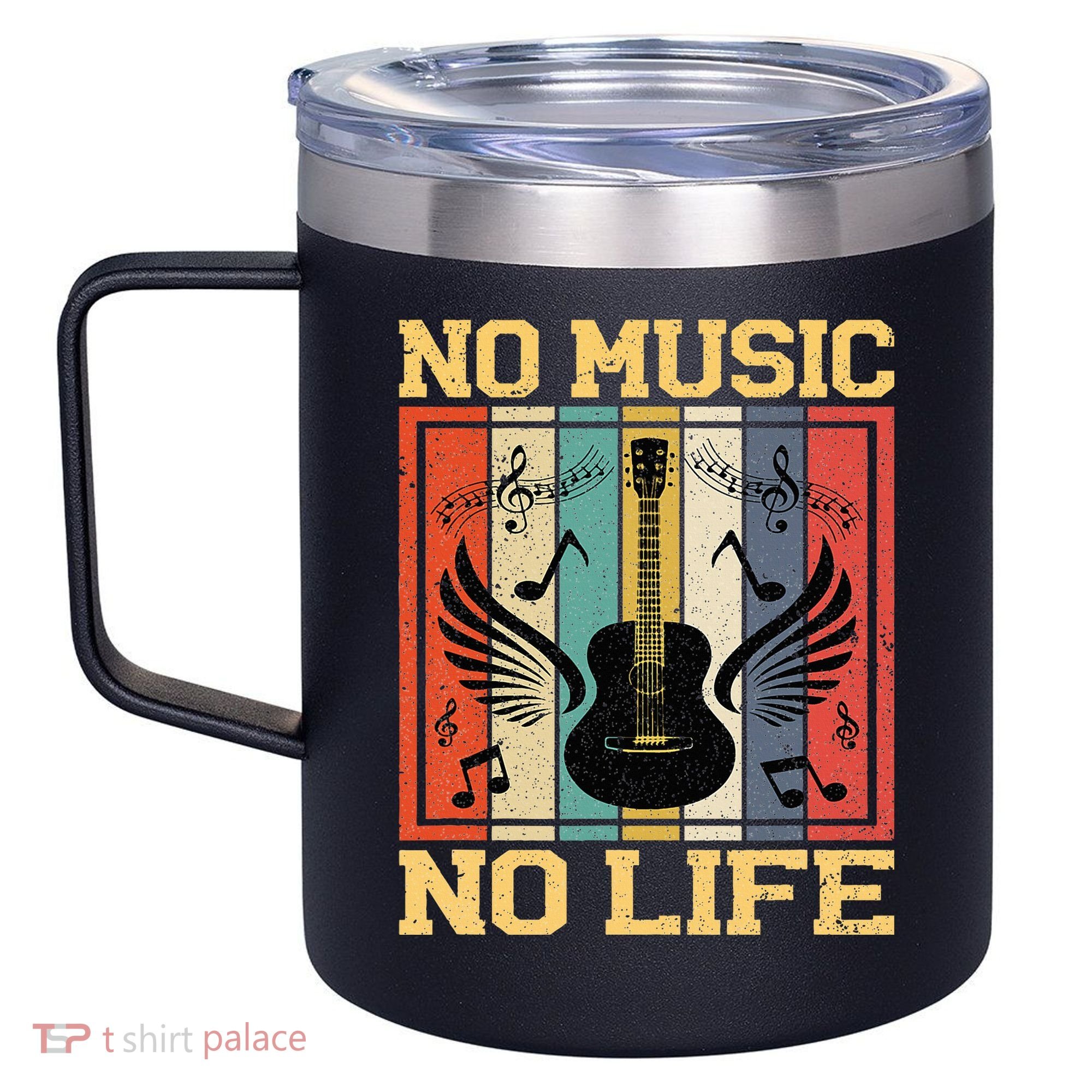 No Music No Life Musical Notes Musician 12oz Stainless Steel Coffee Mug