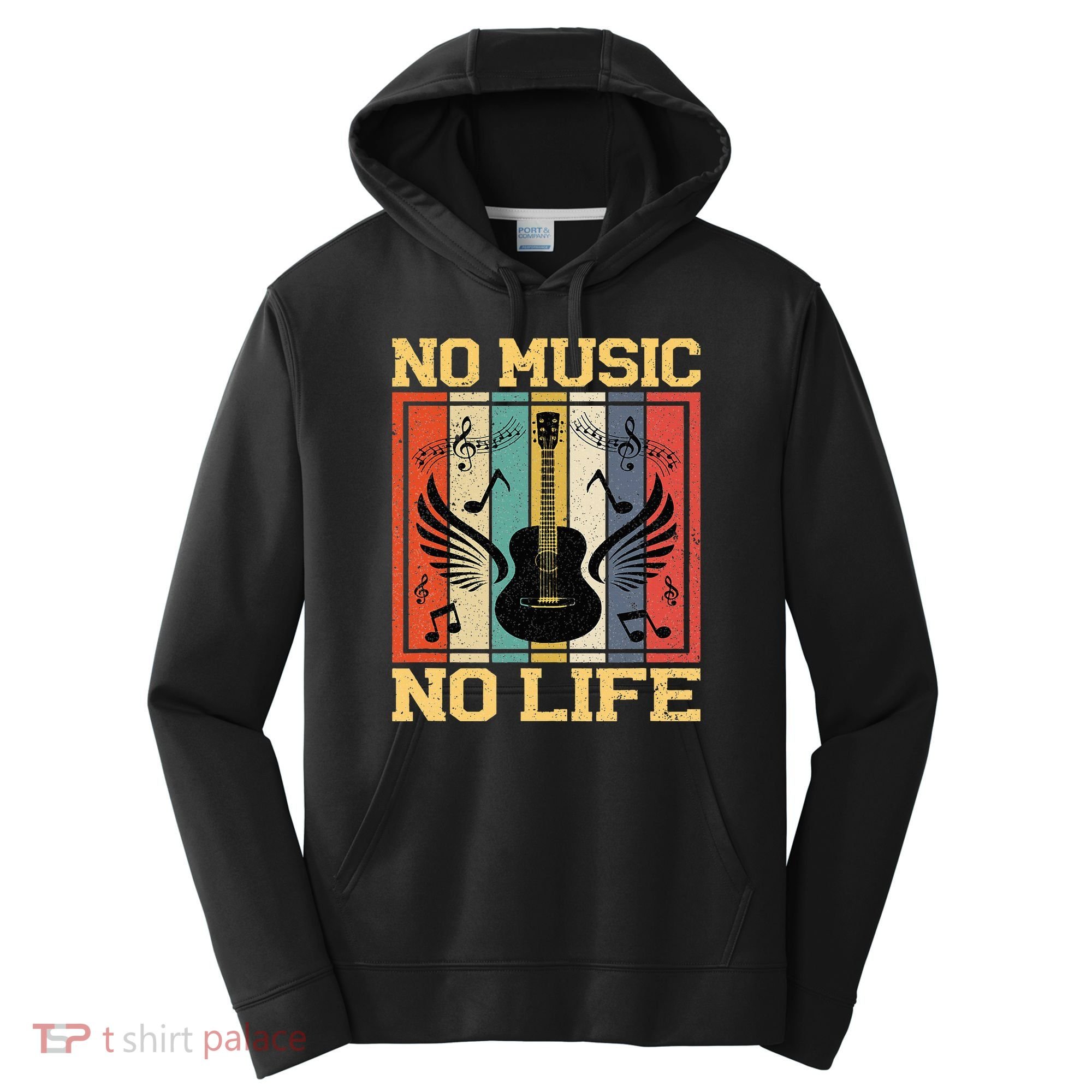 No Music No Life Musical Notes Musician Performance Fleece Hoodie