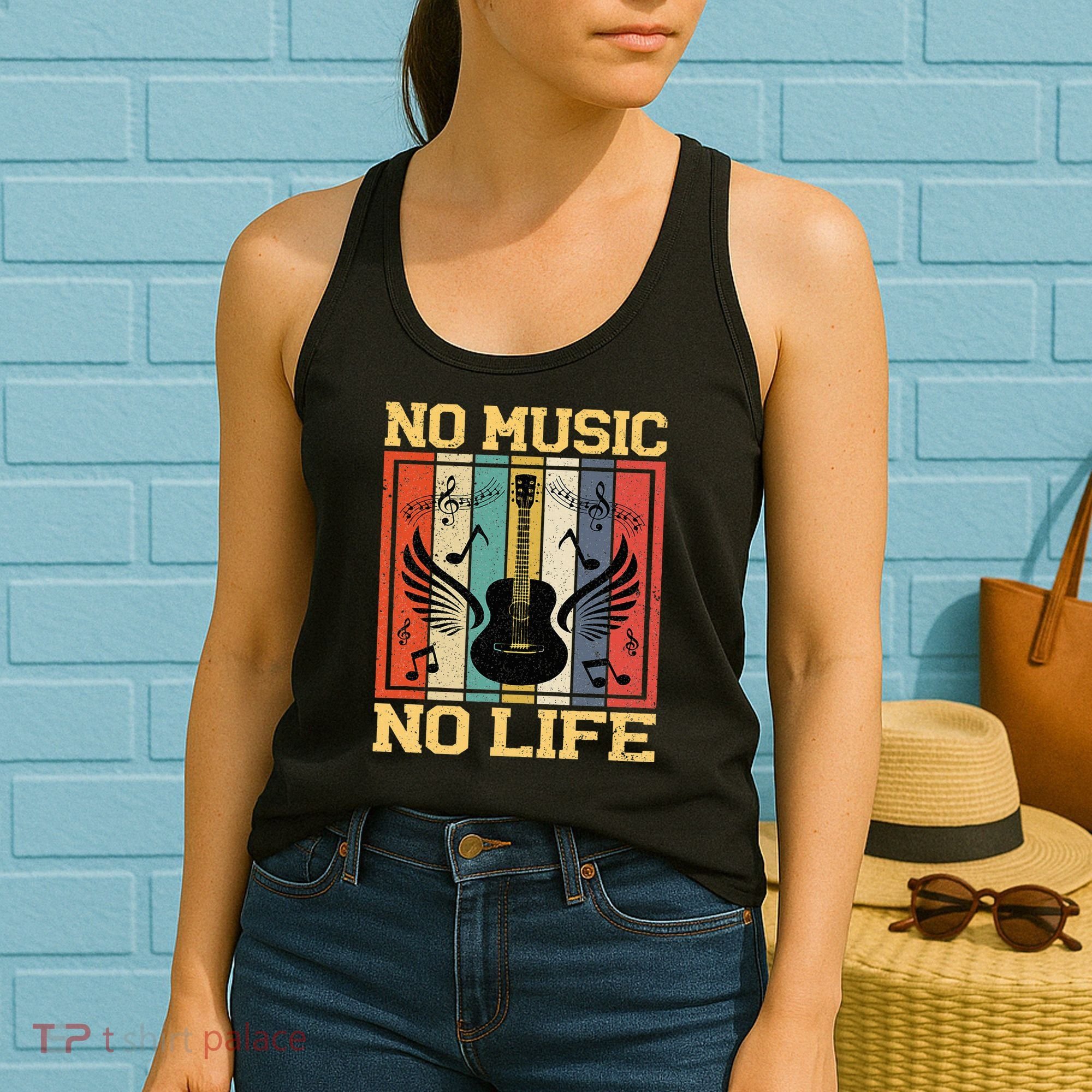 No Music No Life Musical Notes Musician Women's Tank Top