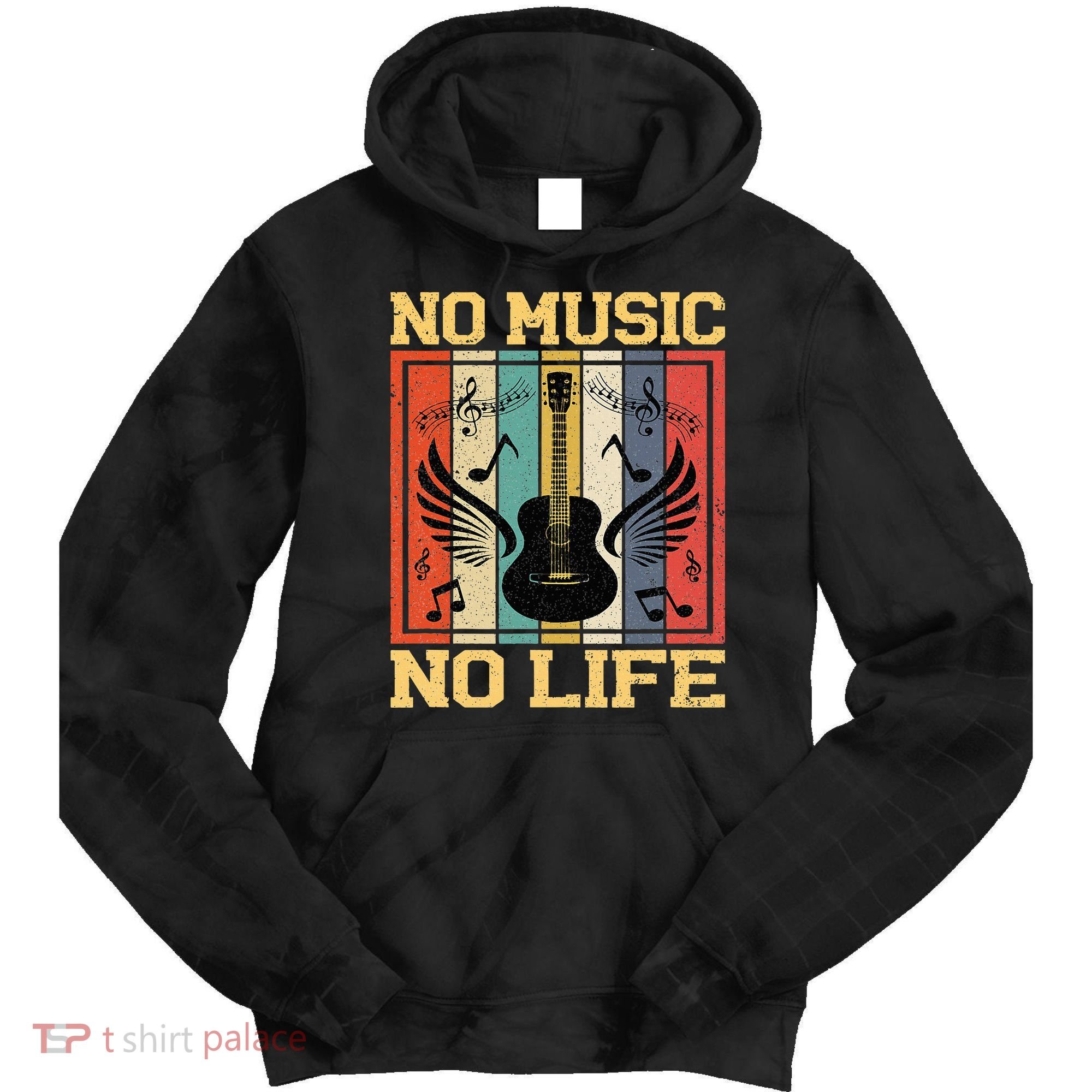 No Music No Life Musical Notes Musician Tie Dye Hoodie
