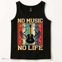 No Music No Life Musical Notes Musician Tank Top thumb 2